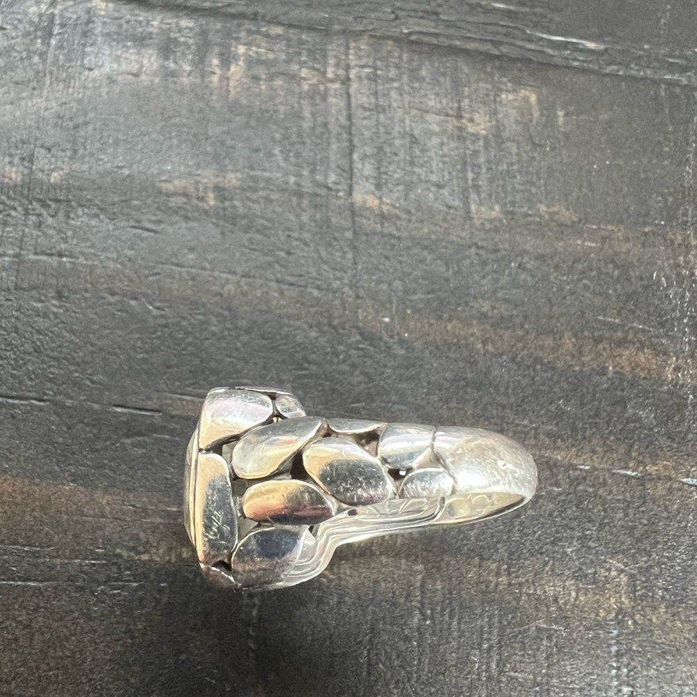John Hardy White Topaz Size 7 Sterling Silver Pebble Ring - Picture 5 of 6